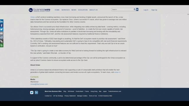 Umee запускает Ojo Chain смотреть онлайн