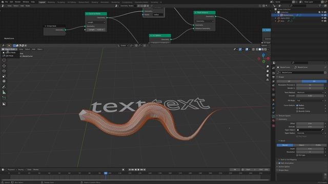 LIVENODING Instancing Geometry Along Text Curve Using Nodes смотреть онлайн