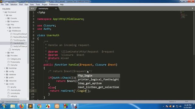 How to Use Middleware Auth in Laravel - laravel 5.4 Tutorial - Part 25 смотреть онлайн
