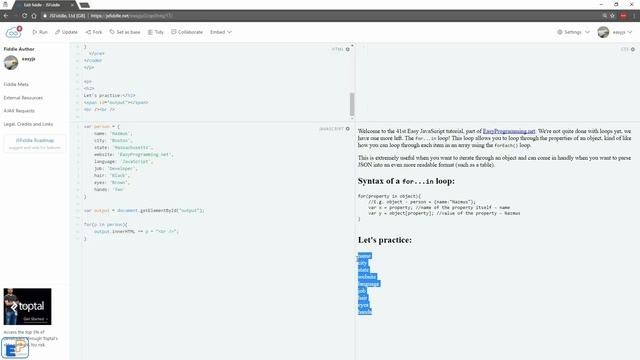 Easy JavaScript - How to use the for...in loop (41) смотреть онлайн