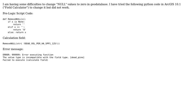 Replacing NULL value with Zero in geodatabase table using Python parser of ArcGIS field calculator? смотреть онлайн