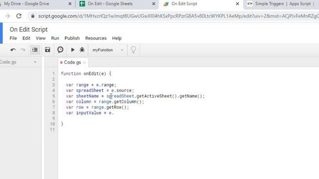 How to use the onEdit(e) Function on Google Sheets смотреть онлайн