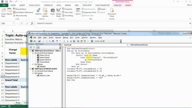 Auto-Refresh Pivot Table and Freeze Format in 1 Click - Macro for Beginner смотреть онлайн