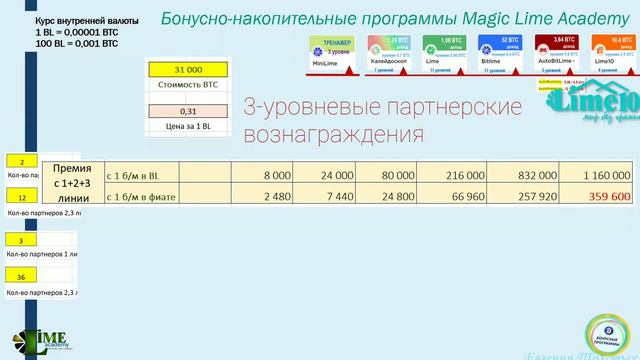 Какие реферальные выплаты получают участники бонусно-накопительных программ Magic Lime Academy? смотреть онлайн