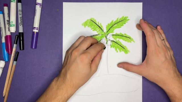 Как нарисовать Пальму. Рисование для детей. смотреть онлайн