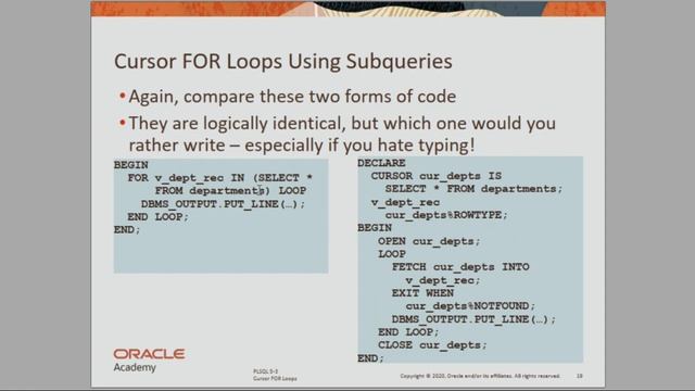 PLSQL#06_3 - Cursor For Loops смотреть онлайн