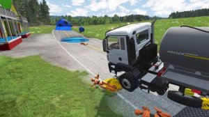 Double Flatbed Trailer Truck vs Speedbumps Train vs Cars Beamng.Drive #14