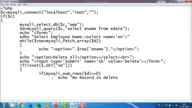 Deleting Data from MySQL Table in PHP смотреть онлайн