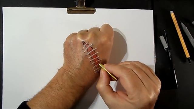 Drawing a Scar on the Hand. Halloween Inspiration смотреть онлайн