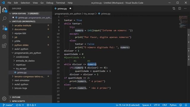 #Programando em #Python: Prática 13 (try...except...while) смотреть онлайн