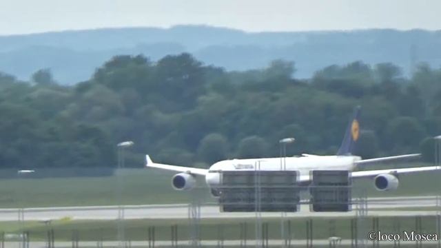 Majestic starting Lufthansa Airbus A340 Munich Airport MUC Flughafen München смотреть онлайн