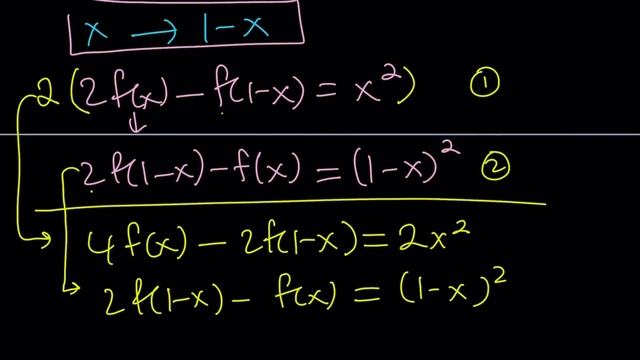 Solving 2f(x)-f(1-x)=x² | Math Olympiads смотреть онлайн