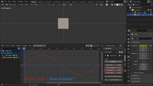 Blender : Animation Sine Modifier Explained смотреть онлайн