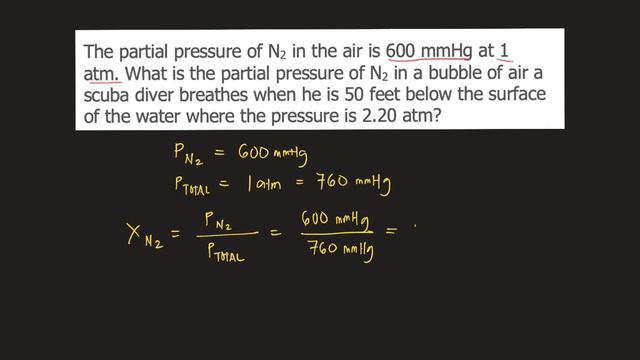 The partial pressure of N2 in the air is 600 mmHg at 1 atm. What is the partial pressure of N2 in a смотреть онлайн