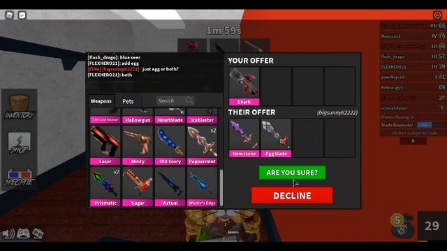 Trading Shark for Gemstone and Egg Blade in MM2. смотреть онлайн
