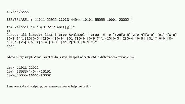 Save every output of same command in diffrent variable смотреть онлайн