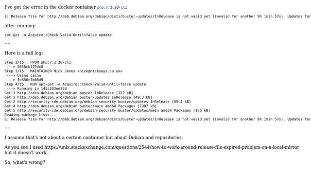 Cannot Run Apt Update In A Debian Docker Container