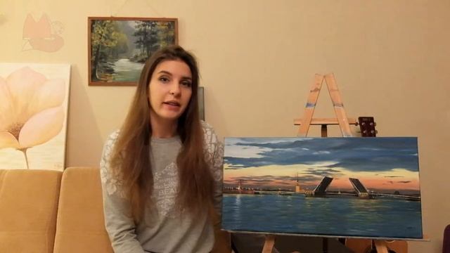 Картина маслом "Ночь" панорама Санкт-Петербурга на холсте смотреть онлайн