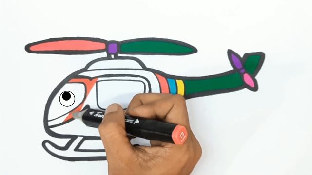 How to draw a helicopter????? and coloring for kids, easy drawing and coloring step by step for kid смотреть онлайн