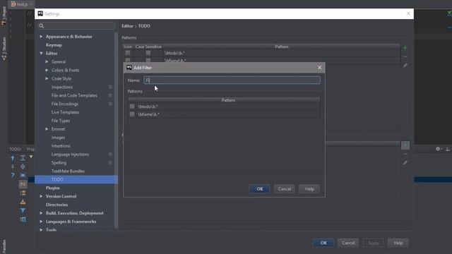 WebStorm. TODO Comments. Creating TODO Filter