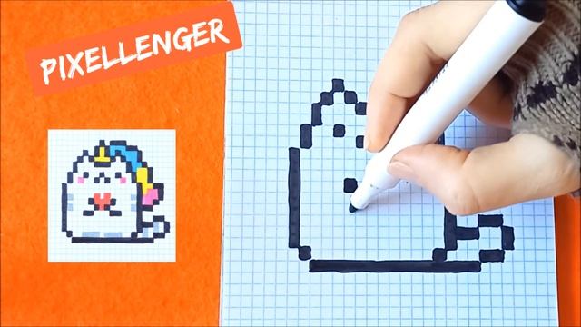 How to Draw Cat Pusheen Unicorn Simple Picture Pixel Art 如何繪製 कैसे आकर्षित करने के लिए смотреть онлайн