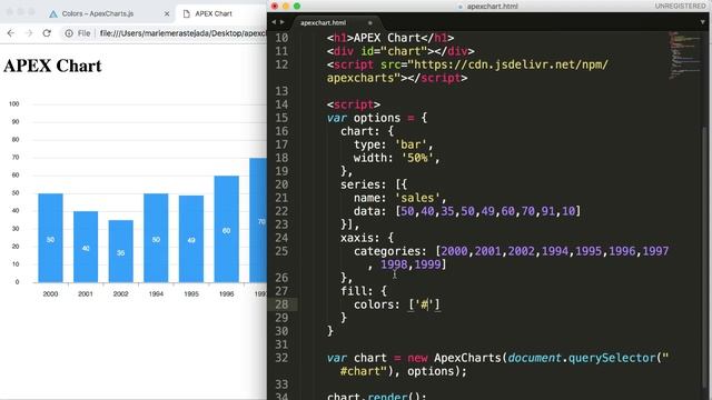 APEXcharts JS adjust the bar chart color [4/4] смотреть онлайн
