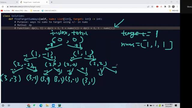 Leetcode 494. Target Sum. Dynamic Programming. Python смотреть онлайн