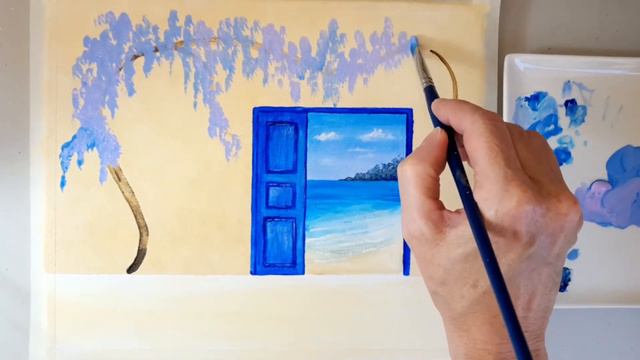 Beyond The Wisteria Wall🎨Painting Canvas Ideas//Easy Acrylic Painting Tutorial For Beginners