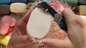cutting 30 vertical strips on soap