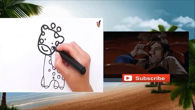 Как нарисовать и раскрасить. Детская раскраска ЖИРАФ. Раскраски Малышам._1 смотреть онлайн