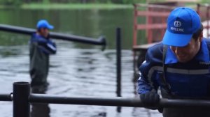 Строительство пирса на винтовых сваях летом