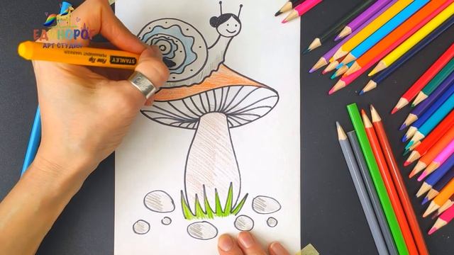 Как нарисовать животных и природу . Улитка. Уроки рисования для малышей. Просто рисуем. смотреть онлайн