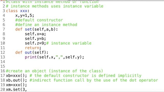 week 05 python instance method definition , defualt constructor , object creation, indirect funct смотреть онлайн