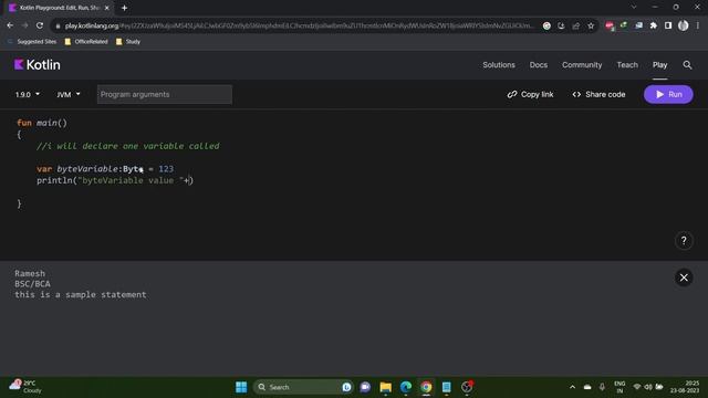 Variables in Kotlin || Kotlin Play ground Demo || Running First Kotlin Program in Telugu смотреть онлайн
