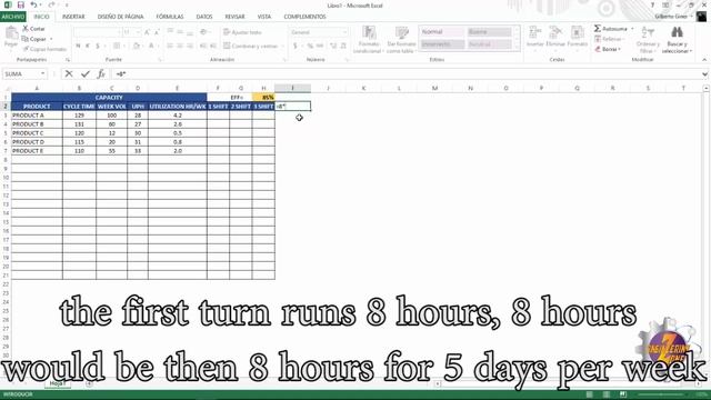 CÁLCULO DE CAPACIDAD DE PRODUCCIÓN EN UNA LÍNEA DE PROCESOS EN EXCEL смотреть онлайн