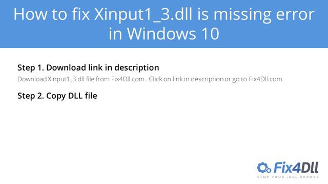 Fix Xinput1_3.dll is missing error in Windows 10 смотреть онлайн