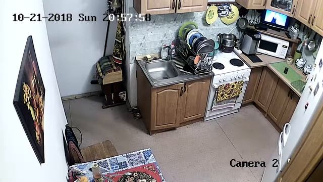 Видеонаблюдение в двухкомнатной квартире кухня HiWatch DS-I114W пример со звуком смотреть онлайн