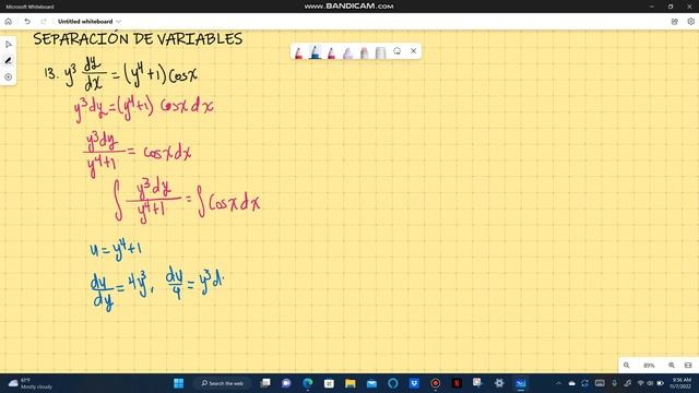 13. Y^3 Dy/dx=(y^4+1) Cos X. Variables Separables