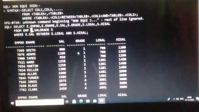 SQL:- NONEQUI JOIN WITH SYNTAX AND EXAMPLE QUERIES смотреть онлайн