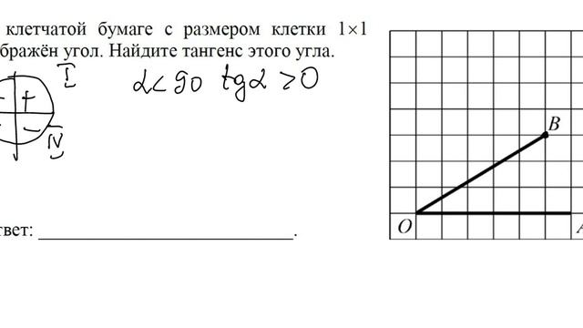 Квадратная решётка. Тангенс острого угла. смотреть онлайн