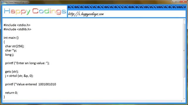 Convert string to long integer how to use strtol c code example смотреть онлайн