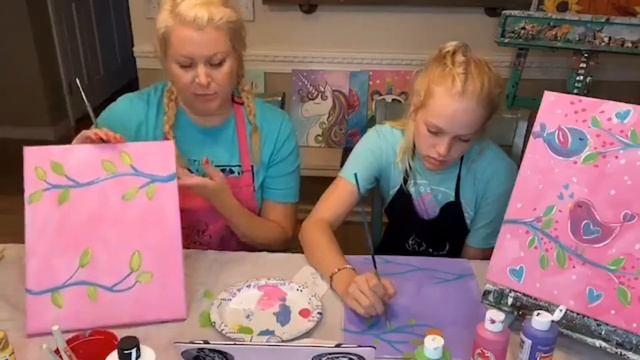 Painting Tutorial for Kids! Love birds смотреть онлайн