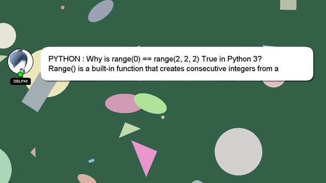 PYTHON : Why is range(0) == range(2, 2, 2) True in Python 3? смотреть онлайн