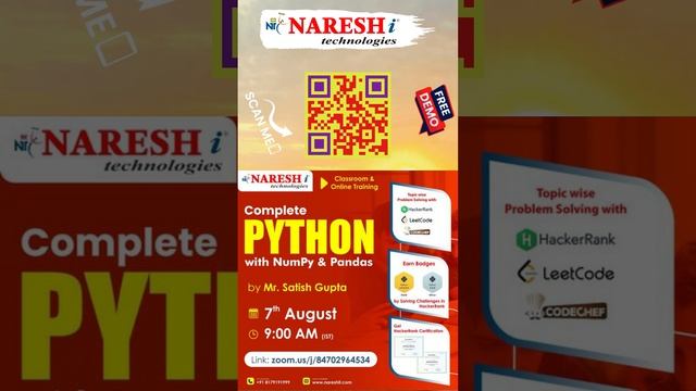 Complete Python with NumPy & Pandas Classroom and Online Training| NareshIT. #python #software смотреть онлайн