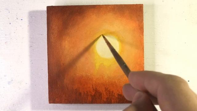 Как нарисовать красивый закат. Акриловая живопись. Пейзаж смотреть онлайн