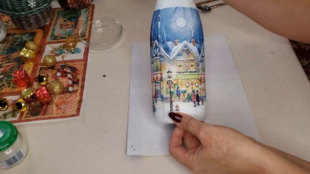 Декупаж бутылки за 2 часа | Новогодний подарок | Декупаж для начинающих смотреть онлайн