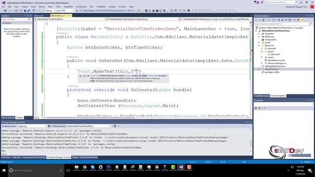 Xamarin Android Tutorial - Material DateTime Picker смотреть онлайн