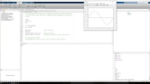 MATLAB Changing the tick locations and labels on a plot смотреть онлайн