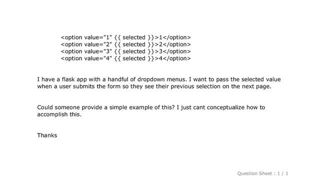 HTML : Remembering selected dropdown values Python/Flask смотреть онлайн