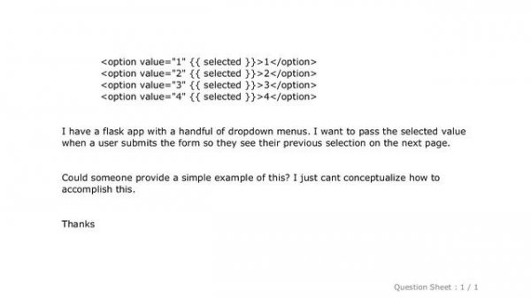 HTML : Remembering selected dropdown values Python/Flask
